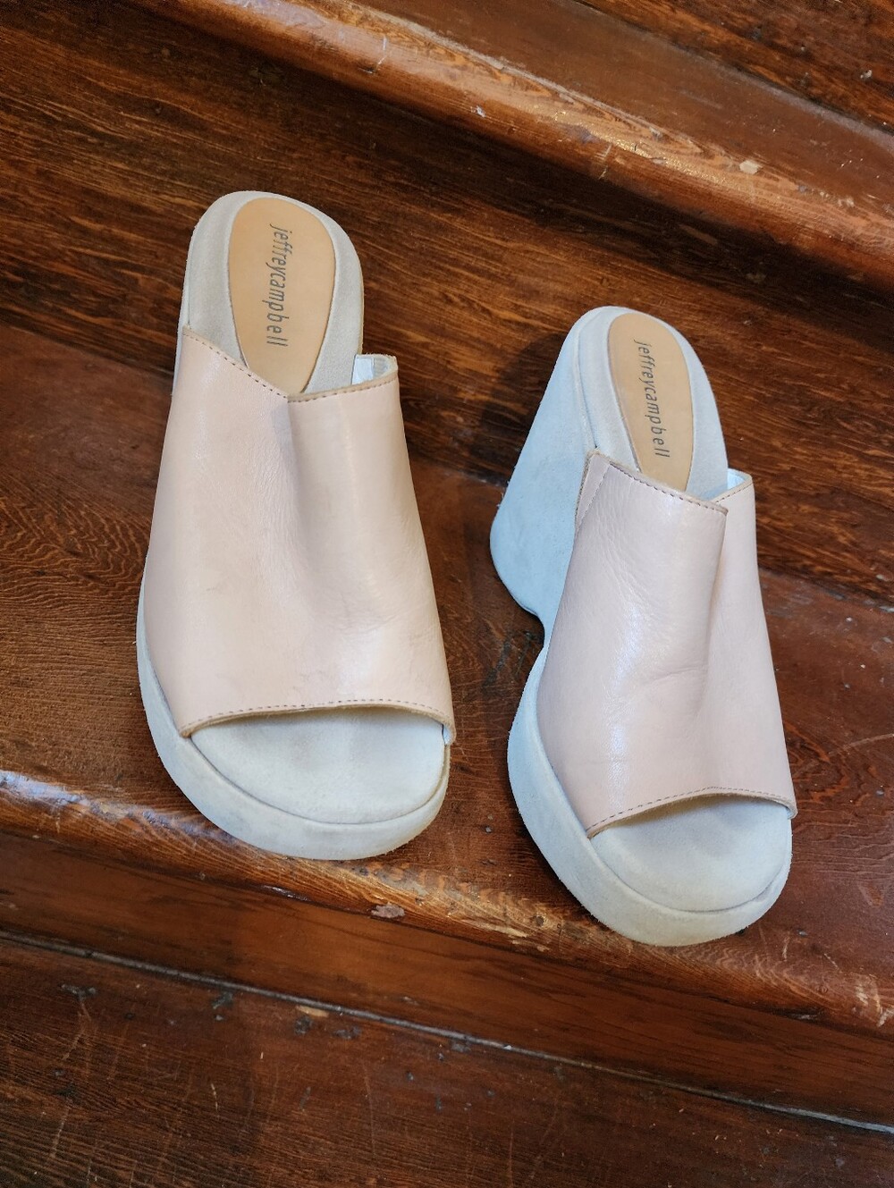 Jeffrey Campbell Azusa Leather Platform Wedge Mules-Size 7 1/2